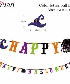 The American Store Cyuan Halloween Decoration Prop Foil Balloons Spider Web Pumpkin Bunting Banners Paper Garland Kids Halloween Party Supplies