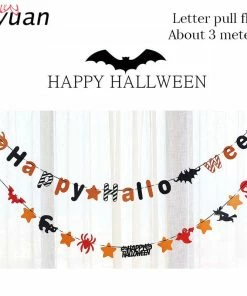The American Store Cyuan Halloween Decoration Prop Foil Balloons Spider Web Pumpkin Bunting Banners Paper Garland Kids Halloween Party Supplies