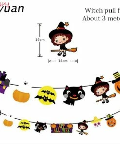 The American Store Cyuan Halloween Decoration Prop Foil Balloons Spider Web Pumpkin Bunting Banners Paper Garland Kids Halloween Party Supplies