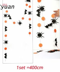 The American Store Cyuan Halloween Decoration Prop Foil Balloons Spider Web Pumpkin Bunting Banners Paper Garland Kids Halloween Party Supplies