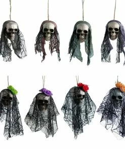 JOLIN IN THE HOUSE Store DIY Artificial Foam Skull Bride Clothes Halloween Decor Bone Head Hanging Home Decorations Festival Party Supplies Halloween Prop