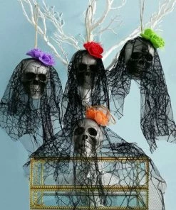 Online American Store DIY Artificial Foam Skull Bride Clothes Halloween Decor Bone Head Hanging Home Decorations Festival Party Supplies Halloween Prop