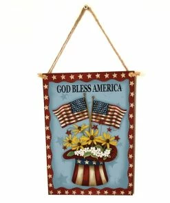 Onlineamericanstore Faith Family Friends Freedom Hanging Sign Patriotic Party Decoration Independece Day Wooden Plaque 4th Of July Favor Patriotic Theme Party Supplies