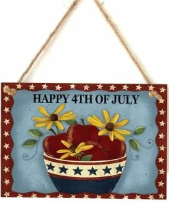Onlineamericanstore Faith Family Friends Freedom Hanging Sign Patriotic Party Decoration Independece Day Wooden Plaque 4th Of July Favor Patriotic Theme Party Supplies