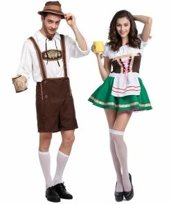 Zhomecos Official Store Couple Halloween Costume Family Oktoberfest Lederhosen With Suspenders Costume For Man Woman Kid Couples Halloween Costumes Party Size S M L XL XXL