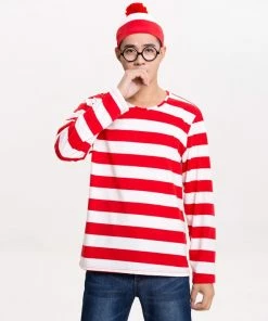 Online American Store Family Where's Wally Costume For Man Woman Kid Couples Halloween Christmas Party Cosplay Size S M L XL XXL