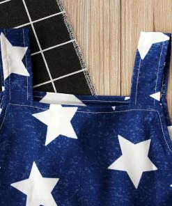 Online American Store Kids Clothing Fashion Kids Baby Girl Toddler Baby Kids New Independence 4th Of July Star Stripe Dress Party Princess Dresses Vestidos A1