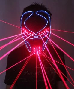 Tem-laser Technology Co., Ltd Fashion Red Laser Mask Luminous Light Up Laserman Face Mask Laser Show Halloween Masks For Laser Stage Dancer Party Supplies