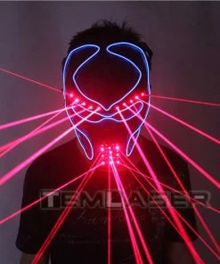 Tem-laser Technology Co., Ltd Fashion Red Laser Mask Luminous Light Up Laserman Face Mask Laser Show Halloween Masks For Laser Stage Dancer Party Supplies
