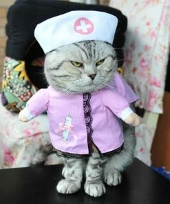 Idepet Hom'e Store Funny Cat Clothes Sex Nurse Suit Clothing Costume For Cats Cool Christmas Halloween Costume Pet Clothes Suit For Cat XS-2XL 27S1 Halloween Pets Accessories