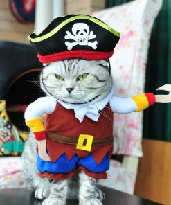 Online American Store Funny Halloween Pirate Clothes Cat Cosplay Costume Pet Dog Puppy Kitten Outfit Suit Corsair Dressing Up Party Role Play Clothing Halloween Pets Accessories