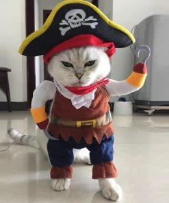 Online American Store Funny Halloween Pirate Clothes Cat Cosplay Costume Pet Dog Puppy Kitten Outfit Suit Corsair Dressing Up Party Role Play Clothing Halloween Pets Accessories