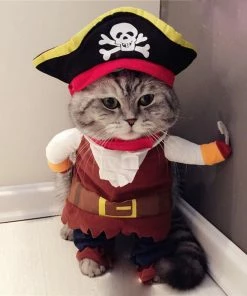 Online American Store Funny Halloween Pirate Clothes Cat Cosplay Costume Pet Dog Puppy Kitten Outfit Suit Corsair Dressing Up Party Role Play Clothing Halloween Pets Accessories