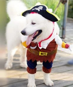 Online American Store Funny Halloween Pirate Clothes Cat Cosplay Costume Pet Dog Puppy Kitten Outfit Suit Corsair Dressing Up Party Role Play Clothing Halloween Pets Accessories