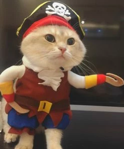 Online American Store Funny Halloween Pirate Clothes Cat Cosplay Costume Pet Dog Puppy Kitten Outfit Suit Corsair Dressing Up Party Role Play Clothing Halloween Pets Accessories