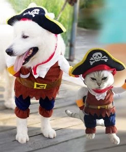 Online American Store Funny Halloween Pirate Clothes Cat Cosplay Costume Pet Dog Puppy Kitten Outfit Suit Corsair Dressing Up Party Role Play Clothing Halloween Pets Accessories