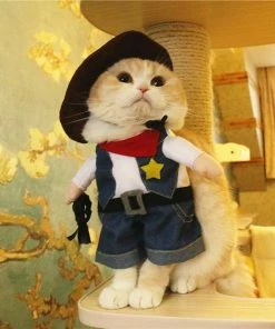 SUNNY & BUSH Halloween Pets Accessories Funny Pet Costume Cowboy Cosplay Suit For Cats Halloween Christmas Clothes For Dogs Party Dressing Up Dog Clothing Cat Apparel