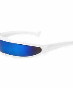 Ocean Line Official Store Futuristic Narrow Cyclops Sunglasses UV400 Personality Mirrored Lens Costume Eyewear Glasses Funny Party Mask Decoration Halloween Mask