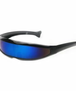 Ocean Line Official Store Futuristic Narrow Cyclops Sunglasses UV400 Personality Mirrored Lens Costume Eyewear Glasses Funny Party Mask Decoration Halloween Mask