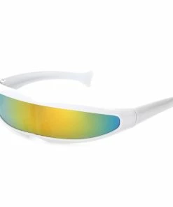 Ocean Line Official Store Futuristic Narrow Cyclops Sunglasses UV400 Personality Mirrored Lens Costume Eyewear Glasses Funny Party Mask Decoration Halloween Mask