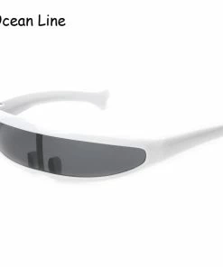Ocean Line Official Store Futuristic Narrow Cyclops Sunglasses UV400 Personality Mirrored Lens Costume Eyewear Glasses Funny Party Mask Decoration Halloween Mask
