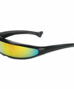 Ocean Line Official Store Futuristic Narrow Cyclops Sunglasses UV400 Personality Mirrored Lens Costume Eyewear Glasses Funny Party Mask Decoration Halloween Mask