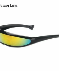 Ocean Line Official Store Futuristic Narrow Cyclops Sunglasses UV400 Personality Mirrored Lens Costume Eyewear Glasses Funny Party Mask Decoration Halloween Mask