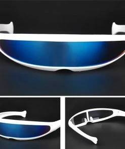 Ocean Line Official Store Futuristic Narrow Cyclops Sunglasses UV400 Personality Mirrored Lens Costume Eyewear Glasses Funny Party Mask Decoration Halloween Mask