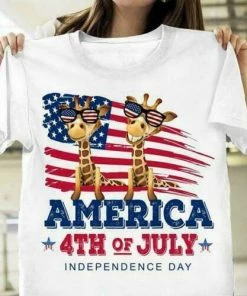 The American Store Giraffe America 4th Of July Independence Day Men T-Shirt Cotton S-3XL Mens Clothing