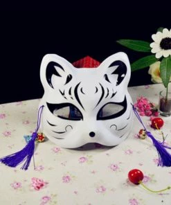 The American Store Half Face Fox Mask Japanese Anime Hand-painted Kitsune Halloween Cosplay Mask US Halloween Mask 18 The American Store Half Face Fox Mask Japanese Anime Hand-painted Kitsune Halloween Cosplay Mask US Halloween Mask