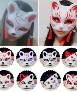 The American Store Half Face Fox Mask Japanese Anime Hand-painted Kitsune Halloween Cosplay Mask US Halloween Mask 22 The American Store Half Face Fox Mask Japanese Anime Hand-painted Kitsune Halloween Cosplay Mask US Halloween Mask