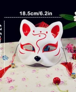 The American Store Half Face Fox Mask Japanese Anime Hand-painted Kitsune Halloween Cosplay Mask US Halloween Mask 24 The American Store Half Face Fox Mask Japanese Anime Hand-painted Kitsune Halloween Cosplay Mask US Halloween Mask