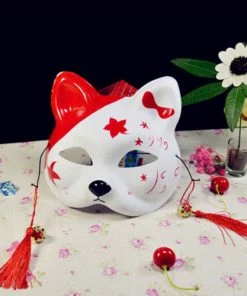 The American Store Half Face Fox Mask Japanese Anime Hand-painted Kitsune Halloween Cosplay Mask US Halloween Mask 17 The American Store Half Face Fox Mask Japanese Anime Hand-painted Kitsune Halloween Cosplay Mask US Halloween Mask