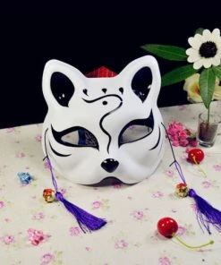 The American Store Half Face Fox Mask Japanese Anime Hand-painted Kitsune Halloween Cosplay Mask US Halloween Mask 16 The American Store Half Face Fox Mask Japanese Anime Hand-painted Kitsune Halloween Cosplay Mask US Halloween Mask