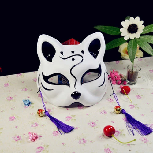 The American Store Half Face Fox Mask Japanese Anime Hand-painted Kitsune Halloween Cosplay Mask US Halloween Mask 5 The American Store Half Face Fox Mask Japanese Anime Hand-painted Kitsune Halloween Cosplay Mask US Halloween Mask
