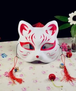 The American Store Half Face Fox Mask Japanese Anime Hand-painted Kitsune Halloween Cosplay Mask US Halloween Mask 19 The American Store Half Face Fox Mask Japanese Anime Hand-painted Kitsune Halloween Cosplay Mask US Halloween Mask