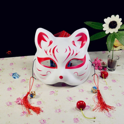 The American Store Half Face Fox Mask Japanese Anime Hand-painted Kitsune Halloween Cosplay Mask US Halloween Mask 8 The American Store Half Face Fox Mask Japanese Anime Hand-painted Kitsune Halloween Cosplay Mask US Halloween Mask