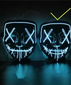 Online American Store Halloween Decoration LED Mask Light Up Party Neon Mask Cosplay Horror V For Vendetta Halloween Party Decor Props Accessories