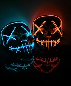 Online American Store Halloween Decoration LED Mask Light Up Party Neon Mask Cosplay Horror V For Vendetta Halloween Party Decor Props Accessories