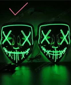 Online American Store Halloween Decoration LED Mask Light Up Party Neon Mask Cosplay Horror V For Vendetta Halloween Party Decor Props Accessories