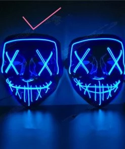 Online American Store Halloween Decoration LED Mask Light Up Party Neon Mask Cosplay Horror V For Vendetta Halloween Party Decor Props Accessories