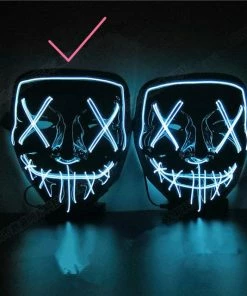 Online American Store Halloween Decoration LED Mask Light Up Party Neon Mask Cosplay Horror V For Vendetta Halloween Party Decor Props Accessories