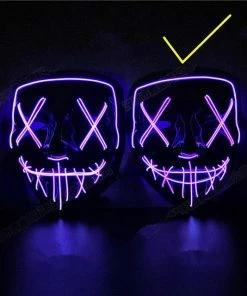 Online American Store Halloween Decoration LED Mask Light Up Party Neon Mask Cosplay Horror V For Vendetta Halloween Party Decor Props Accessories