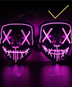 Online American Store Halloween Decoration LED Mask Light Up Party Neon Mask Cosplay Horror V For Vendetta Halloween Party Decor Props Accessories