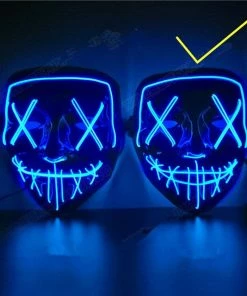 Online American Store Halloween Decoration LED Mask Light Up Party Neon Mask Cosplay Horror V For Vendetta Halloween Party Decor Props Accessories