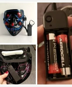 Online American Store Halloween Decoration LED Mask Light Up Party Neon Mask Cosplay Horror V For Vendetta Halloween Party Decor Props Accessories