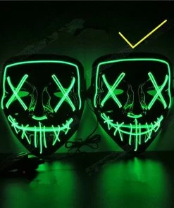 Online American Store Halloween Decoration LED Mask Light Up Party Neon Mask Cosplay Horror V For Vendetta Halloween Party Decor Props Accessories