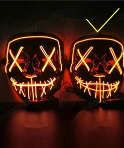 Online American Store Halloween Decoration LED Mask Light Up Party Neon Mask Cosplay Horror V For Vendetta Halloween Party Decor Props Accessories