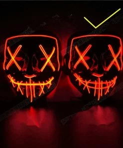 Online American Store Halloween Decoration LED Mask Light Up Party Neon Mask Cosplay Horror V For Vendetta Halloween Party Decor Props Accessories