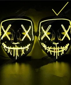 Online American Store Halloween Decoration LED Mask Light Up Party Neon Mask Cosplay Horror V For Vendetta Halloween Party Decor Props Accessories